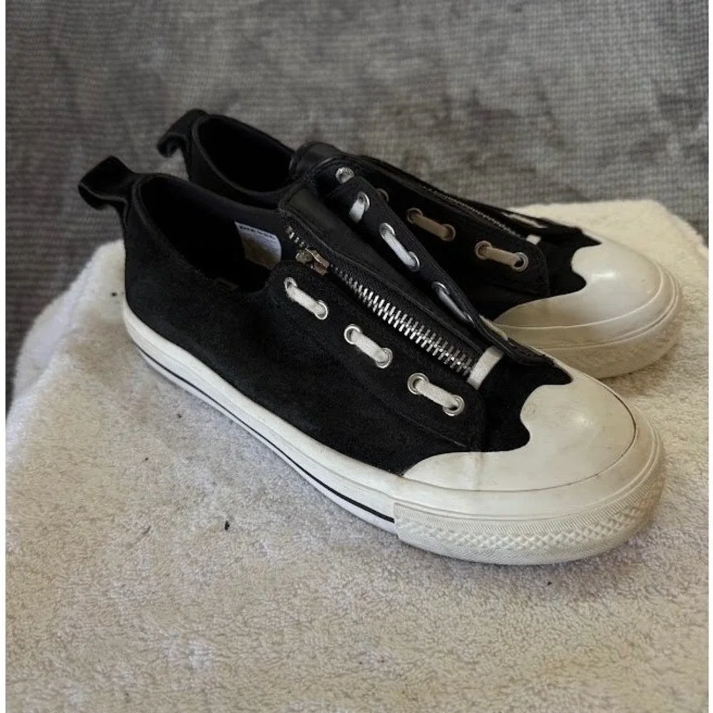 Diesel S-Astico Lzip Mens Black Leather Suede Zipper Sneakers US 8.5 Y02565